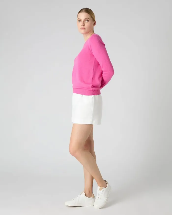 NPeal Jumpers Women Evie Classic Round Neck Cashmere Jumper Vibrant Pink