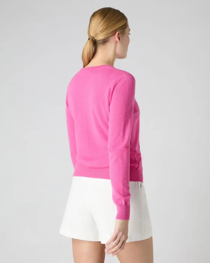 NPeal Jumpers Women Evie Classic Round Neck Cashmere Jumper Vibrant Pink