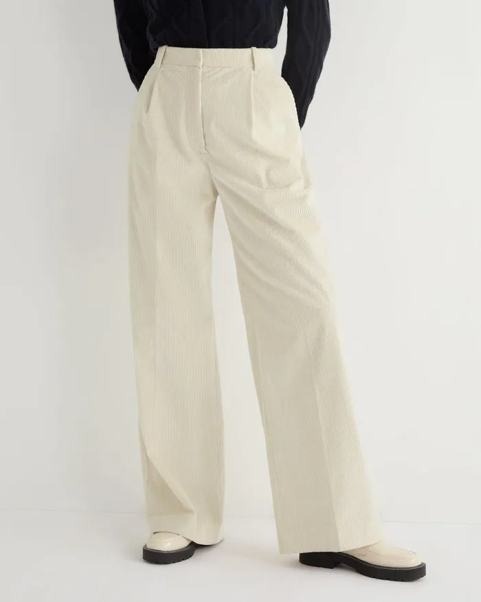 NPeal Leggings and Trousers Women Florence Cord Wide Leg Trouser Off White