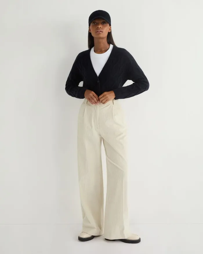 NPeal Leggings and Trousers Women Florence Cord Wide Leg Trouser Off White