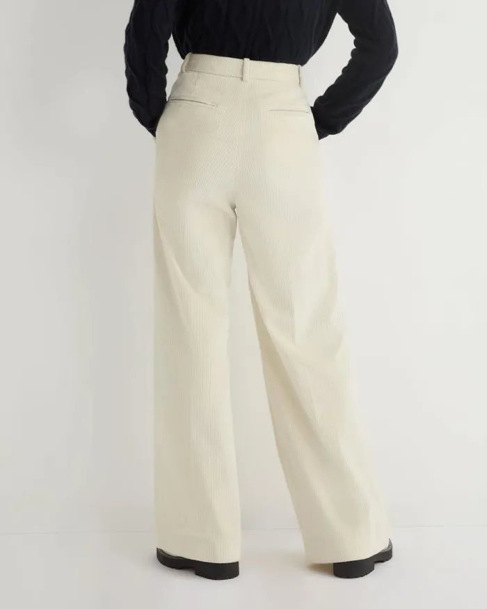 NPeal Leggings and Trousers Women Florence Cord Wide Leg Trouser Off White