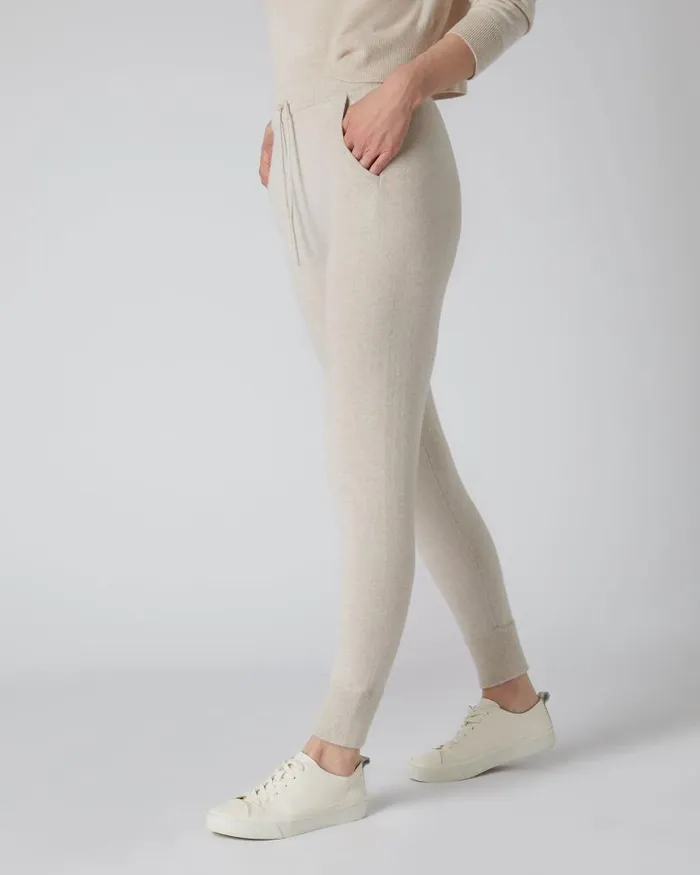 NPeal Leggings and Trousers Women Tabitha Plain Cashmere Lounge Trousers Ecru White