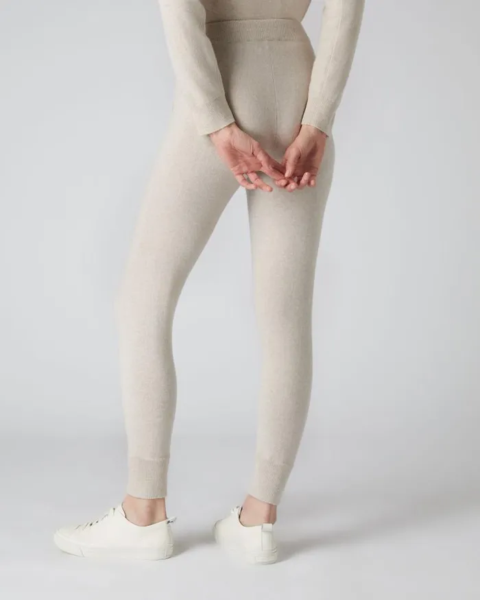 NPeal Leggings and Trousers Women Tabitha Plain Cashmere Lounge Trousers Ecru White