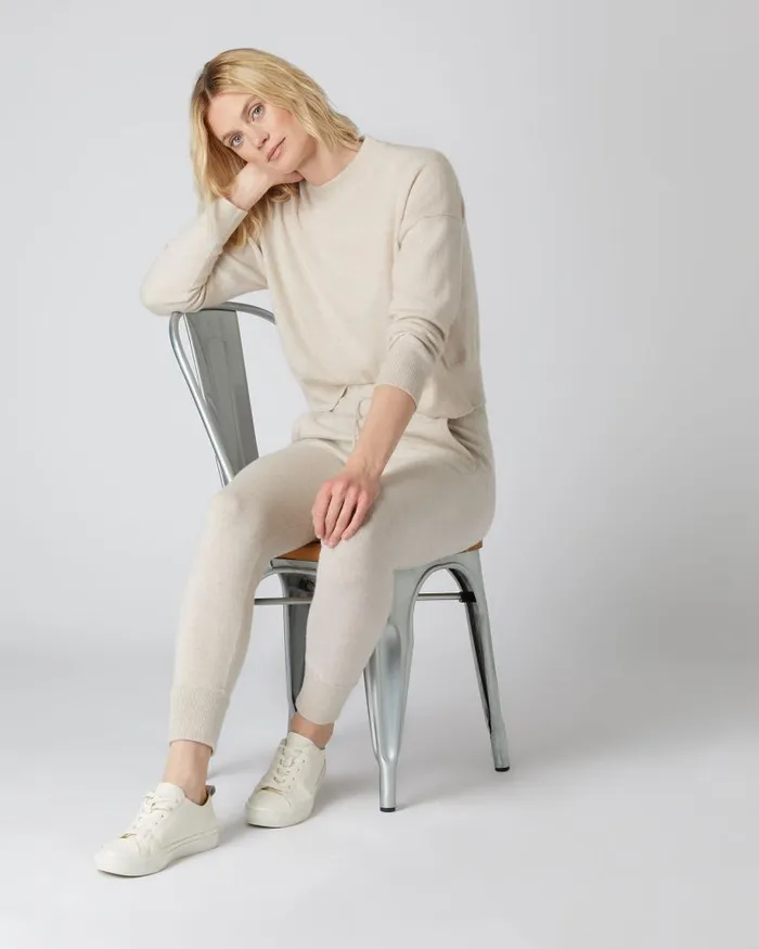 NPeal Leggings and Trousers Women Tabitha Plain Cashmere Lounge Trousers Ecru White
