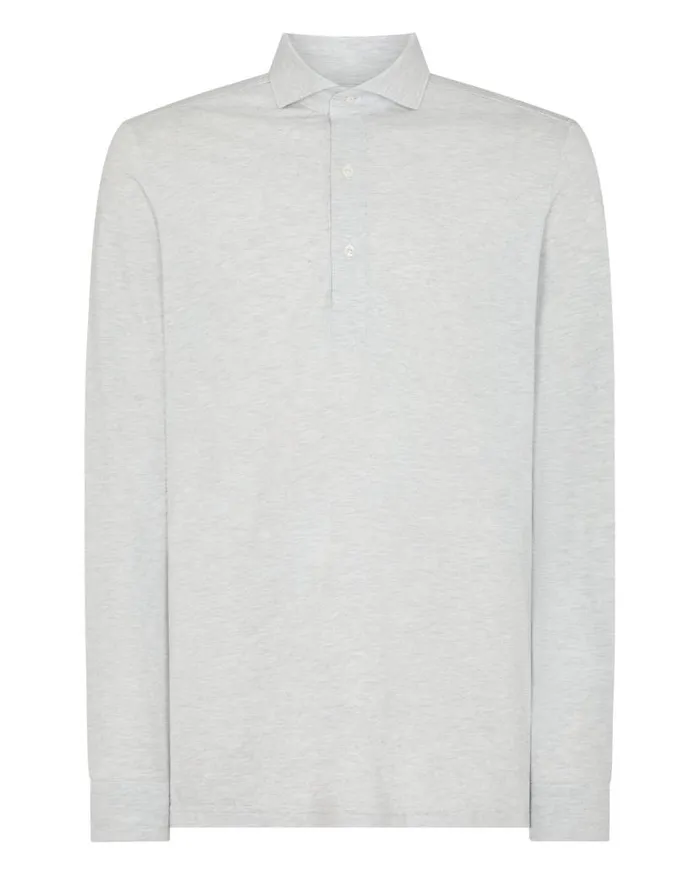 NPeal Polos and Tshirts Men Antibes Cotton Cashmere Polo Shirt Light Grey