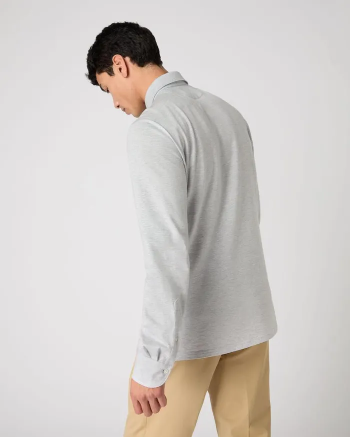 NPeal Polos and Tshirts Men Antibes Cotton Cashmere Polo Shirt Light Grey