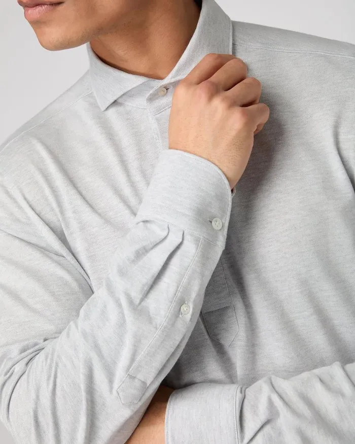 NPeal Polos and Tshirts Men Antibes Cotton Cashmere Polo Shirt Light Grey