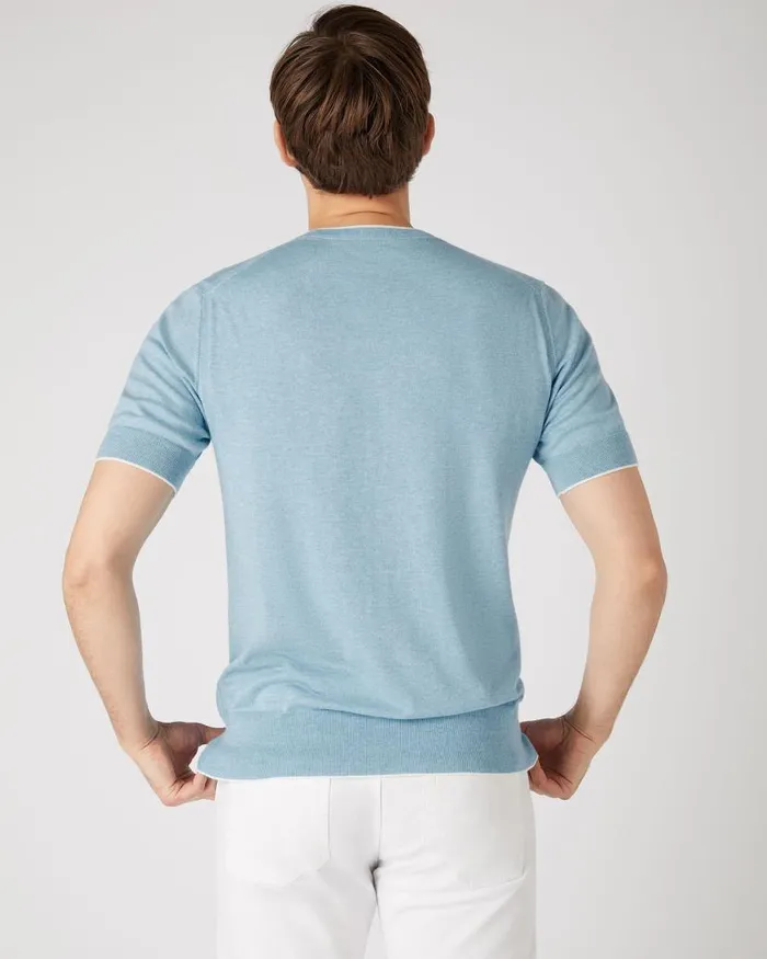 NPeal Polos and Tshirts Men Newquay Cotton Cashmere TShirt Cornflower Blue