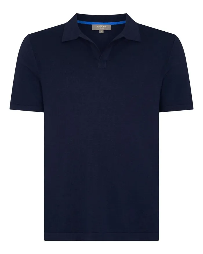 NPeal Polos and Tshirts Men Polo Cotton Cashmere TShirt Navy Blue