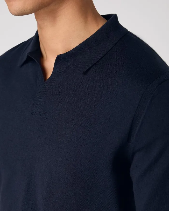 NPeal Polos and Tshirts Men Polo Cotton Cashmere TShirt Navy Blue