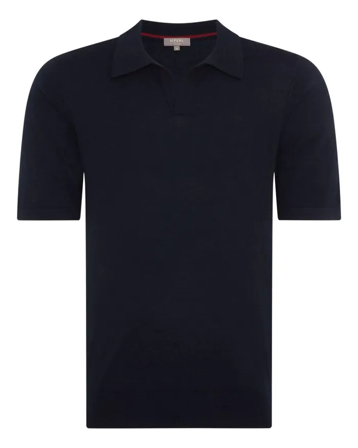 NPeal Polos and Tshirts Men Relaxed Polo Cashmere T Shirt Navy Blue
