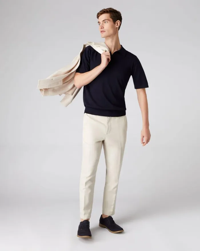 NPeal Polos and Tshirts Men Relaxed Polo Cashmere T Shirt Navy Blue