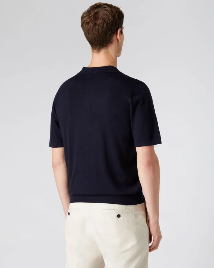 NPeal Polos and Tshirts Men Relaxed Polo Cashmere T Shirt Navy Blue