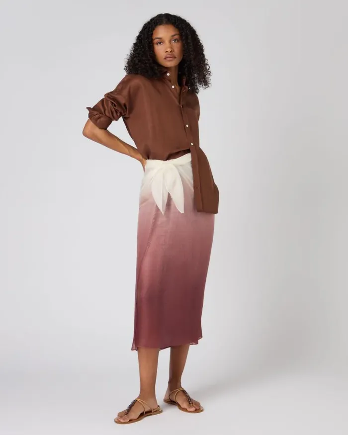 NPeal Sarongs and Kaftans Women Dip Dye Cashmere Scarf Clove Brown