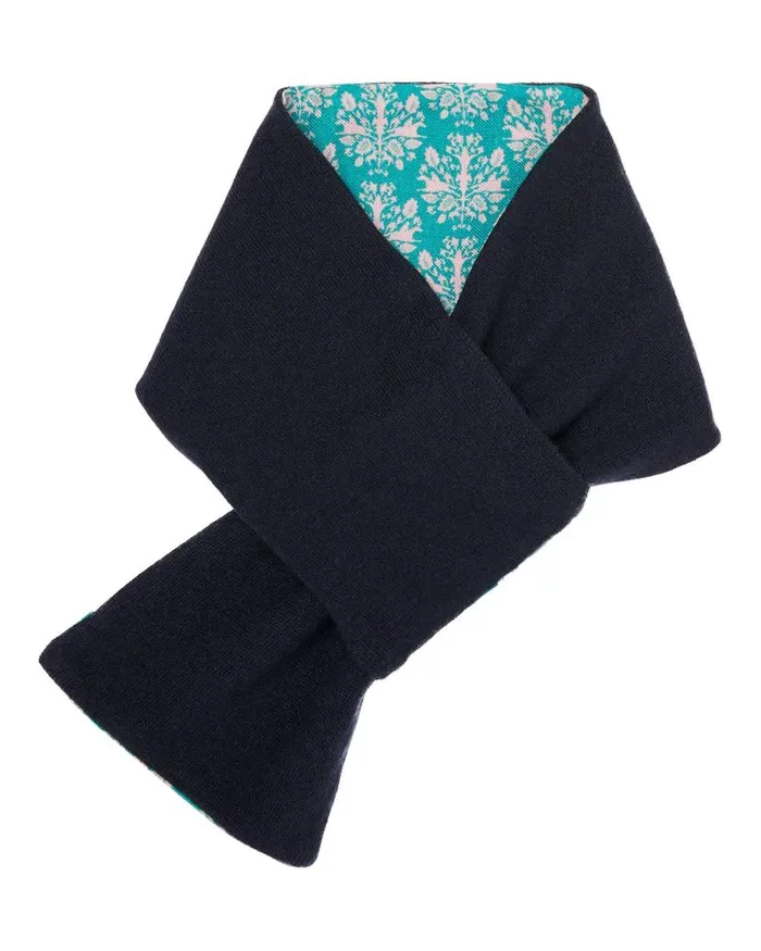 NPeal Scarves Men The Jockey Club Print Cashmere Scarf Navy Blue