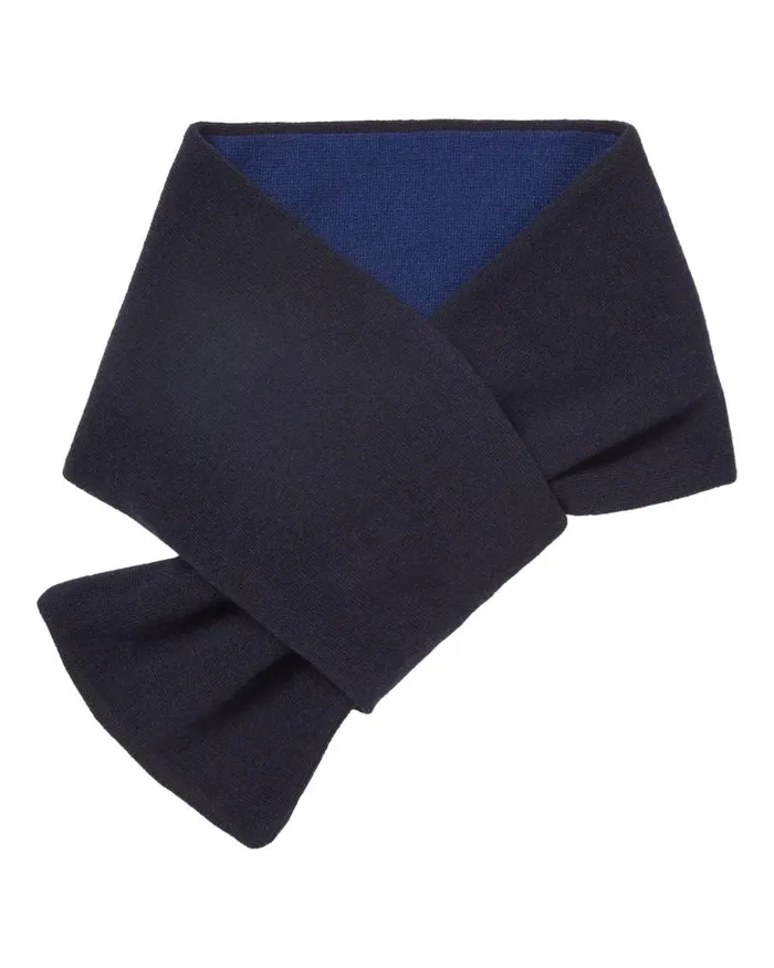 NPeal Scarves Men Two Tone Small Cashmere Scarf Navy Blue