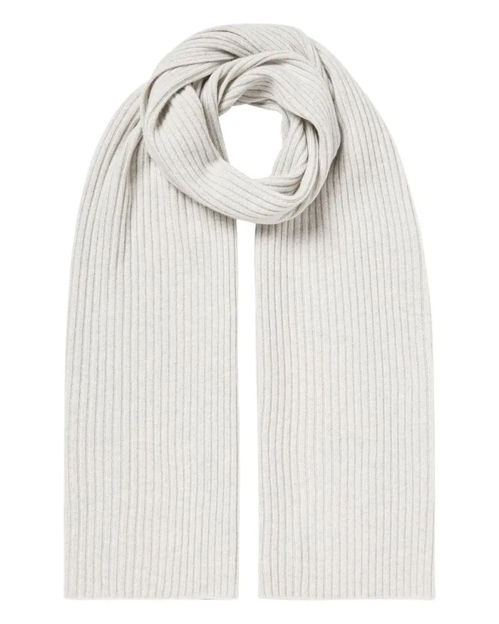 NPeal Scarves MenWomen Unisex Short Ribbed Cashmere Scarf Pebble Grey