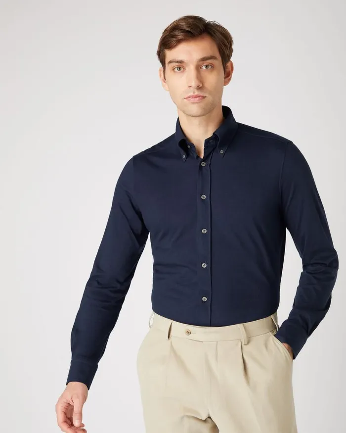 NPeal Shirts Men Button Down Collar Shirt Navy Blue