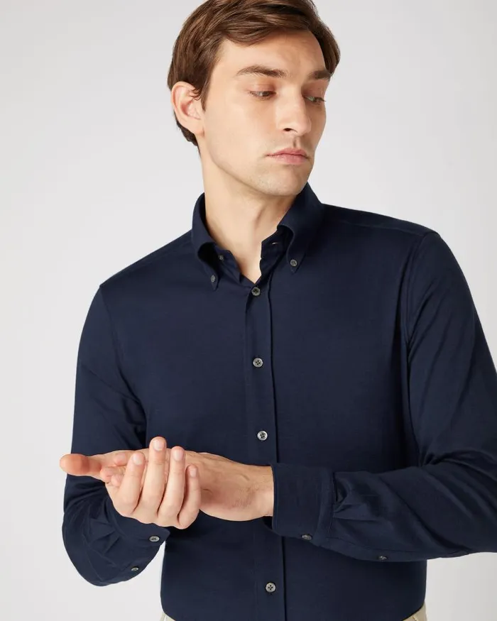 NPeal Shirts Men Button Down Collar Shirt Navy Blue