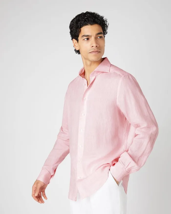 NPeal Shirts Men Cannes Linen Shirt Pink