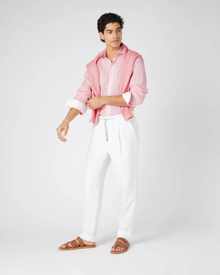 NPeal Shirts Men Cannes Linen Shirt Pink