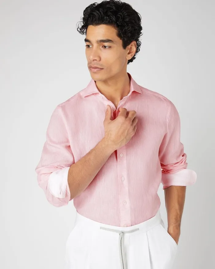 NPeal Shirts Men Cannes Linen Shirt Pink