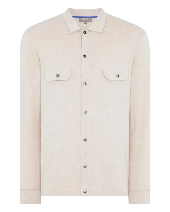 NPeal Shirts Men Double Pocket Cotton Cashmere Shirt Sandstone Brown