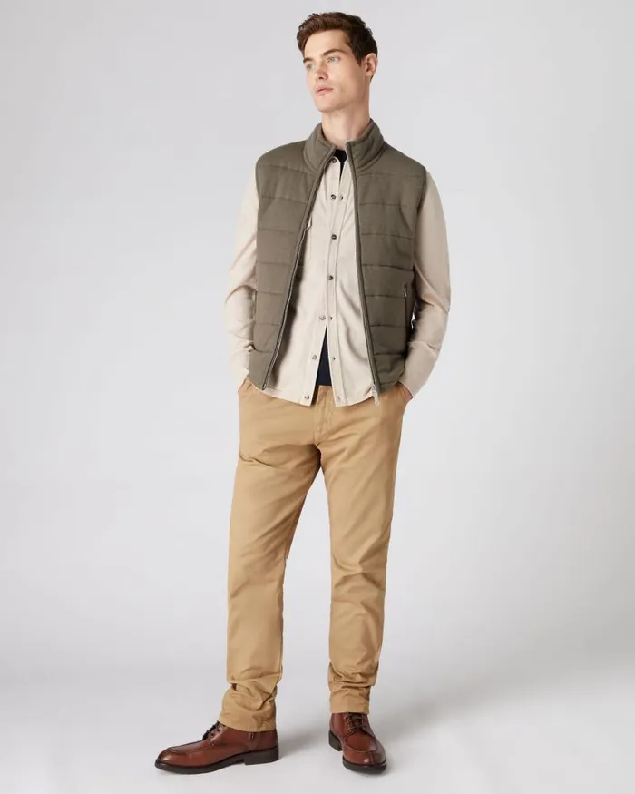 NPeal Shirts Men Double Pocket Cotton Cashmere Shirt Sandstone Brown