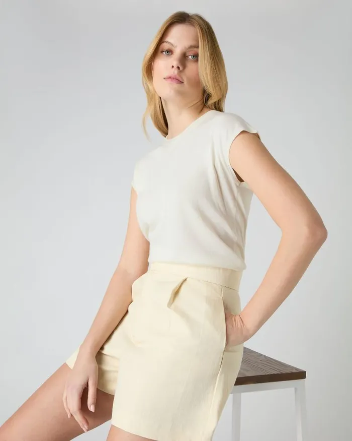 NPeal Tops and Tshirts Women Cotton Cashmere Silk Top New Ivory White