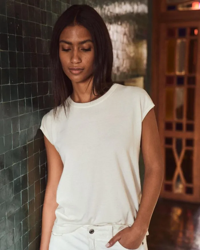 NPeal Tops and Tshirts Women Cotton Cashmere Silk Top New Ivory White