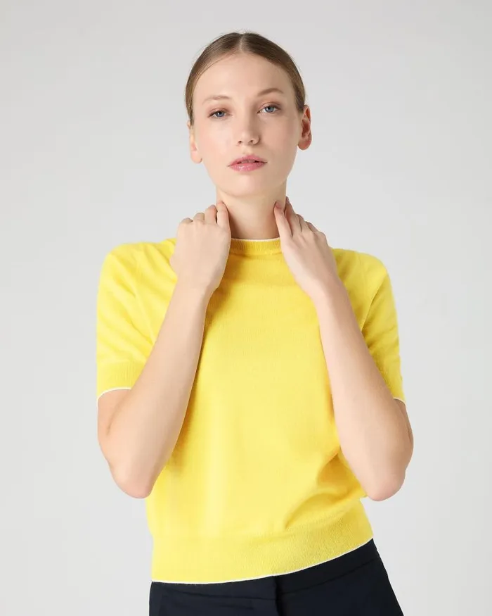 NPeal Tops and Tshirts Women Cotton Cashmere TShirt Sunshine Yellow