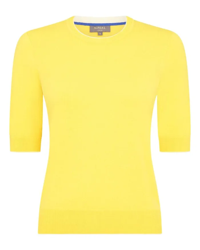 NPeal Tops and Tshirts Women Cotton Cashmere TShirt Sunshine Yellow