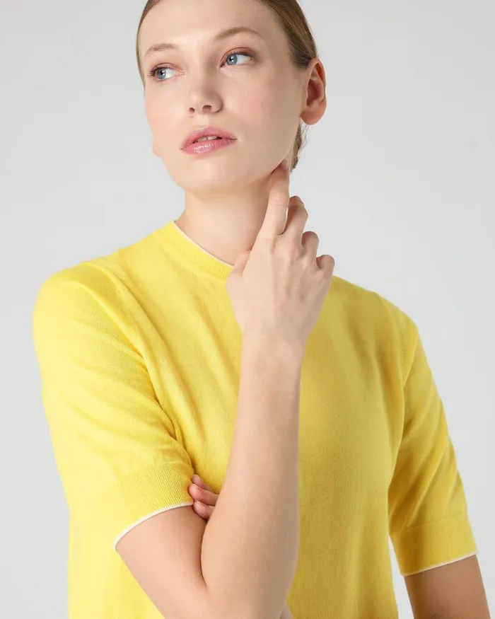 NPeal Tops and Tshirts Women Cotton Cashmere TShirt Sunshine Yellow