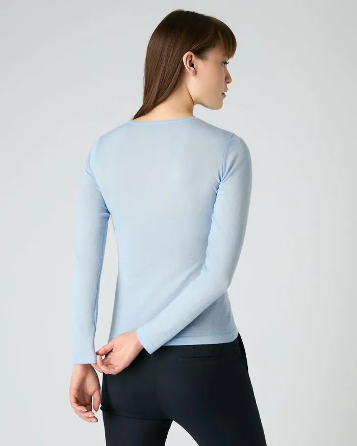 NPeal Tops and Tshirts Women Eden Superfine Cashmere Round Neck Top Pale Blue