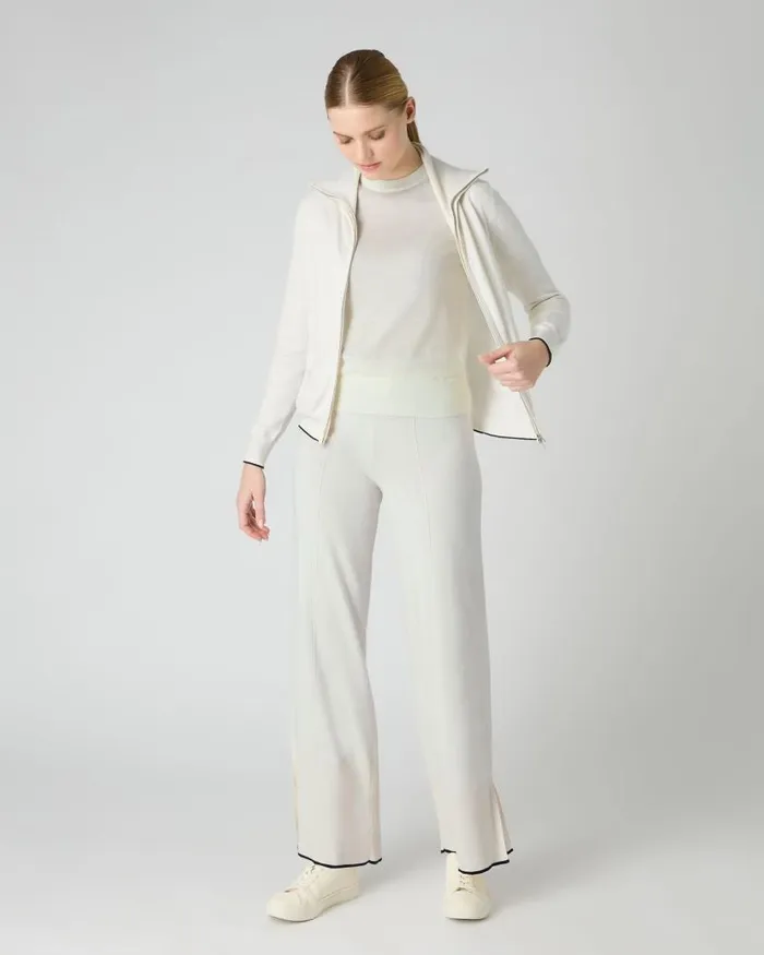 NPeal Tops and Tshirts Women Isla Superfine Cashmere TShirt New Ivory White