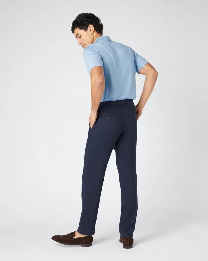 NPeal Trousers Men Sorrento Linen Drawstring Trouser Navy Blue