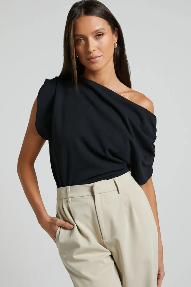 Nalfie Top 8211 Asymmetrical Top In Black Women Showpo Tops