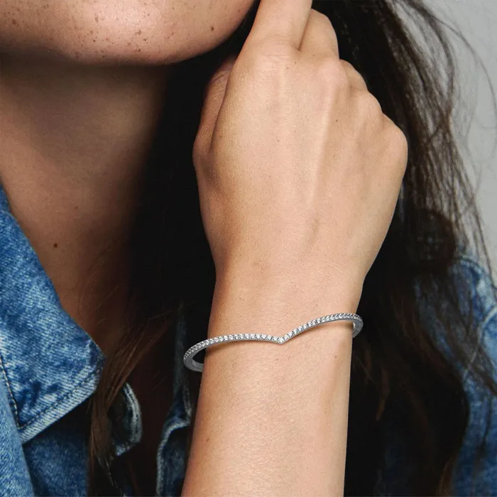 Noncharm Bracelets Women Pandora Sparkling Wishbone Bangle