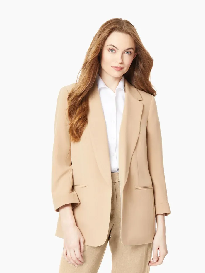 Notch Collar Rolled Cuff BiStretch Blazer Women Jones New York Blazers