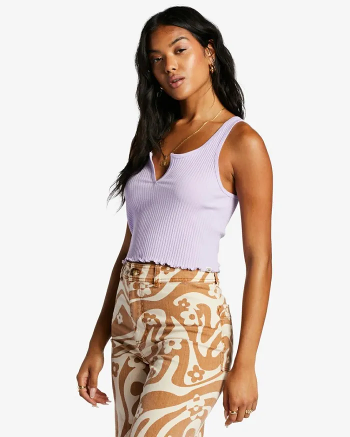 Notch Tank Ribbed Tank Top Lilac Breeze Women Billabong Tops