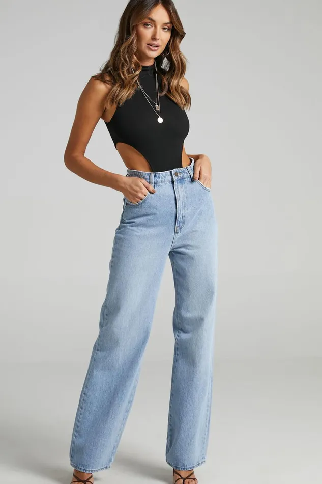 Nuala Bodysuit 8211 High Neck Side Cut Out Bodysuit In Black Women Showpo Curve Clothes