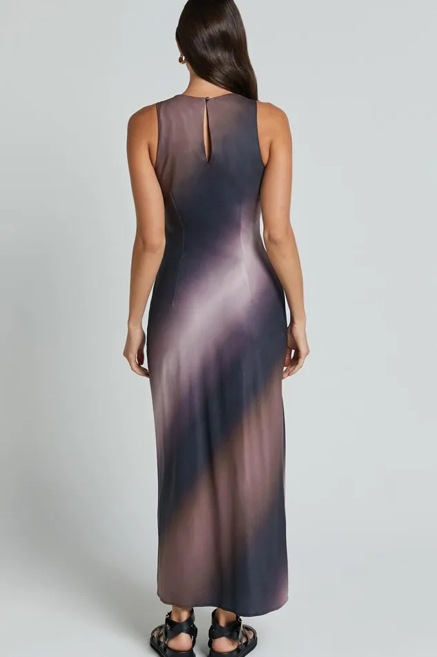 Nyssa Midi Dress 8211 High Neck Satin Slip Dress In Dusk Ombre Women Showpo Dresses