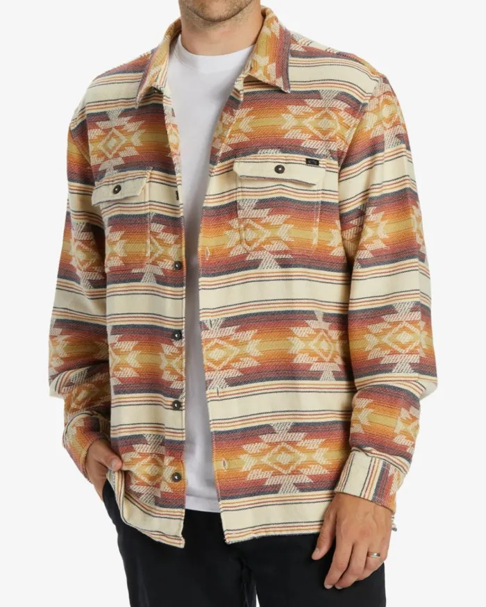 Offshore Jacquard Flannel Long Sleeve Shirt Gold Men Billabong Flannels