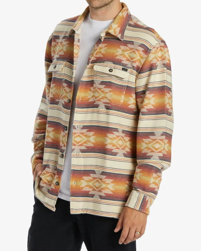 Offshore Jacquard Flannel Long Sleeve Shirt Gold Men Billabong Flannels