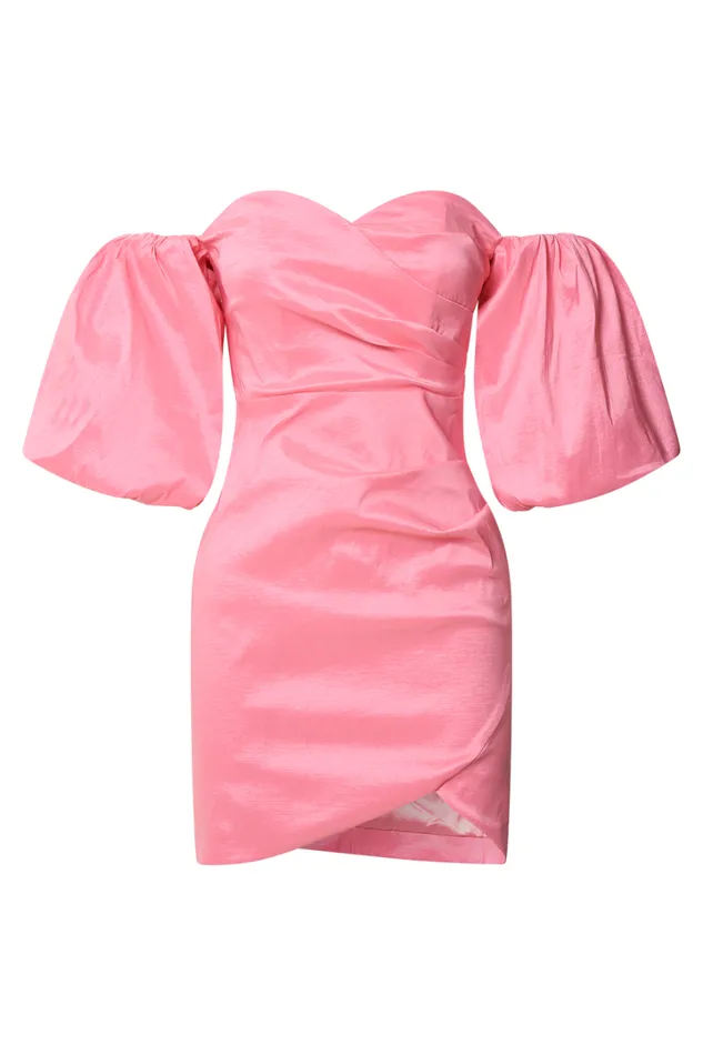 Olive Mini Dress 8211 Sweetheart Off Shoulder Short Puff Sleeve In Pink Women Showpo Dresses