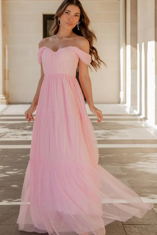 Ontario Maxi Dress 8211 Off Shoulder Corset Bodice Tulle Dress In Ballet Pink Women Showpo Curve Clothes Ontario Maxi Dress 8211 Off Shoulder Corset Bodice Tulle Dress In Ballet Pink Women Showpo Curve Clothes