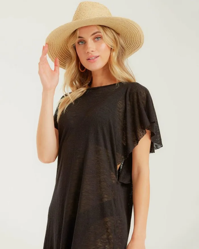 Out For Waves CoverUp Dress Black Pebble Women Billabong Beach Cover Ups