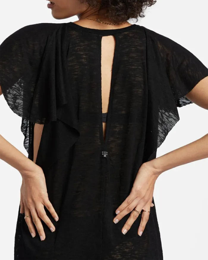 Out For Waves CoverUp Dress Black Pebble Women Billabong Beach Cover Ups