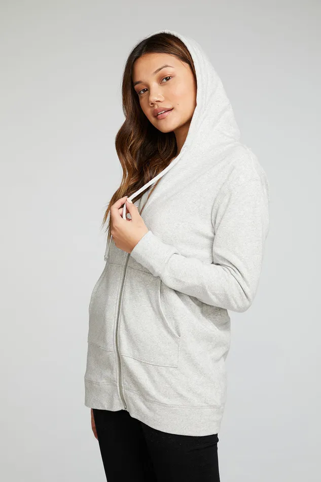 Outerwear Cotton Fleece Long Sleeve Zip Up Tunic Length Hoodie 8211 Chaser Brand Womens