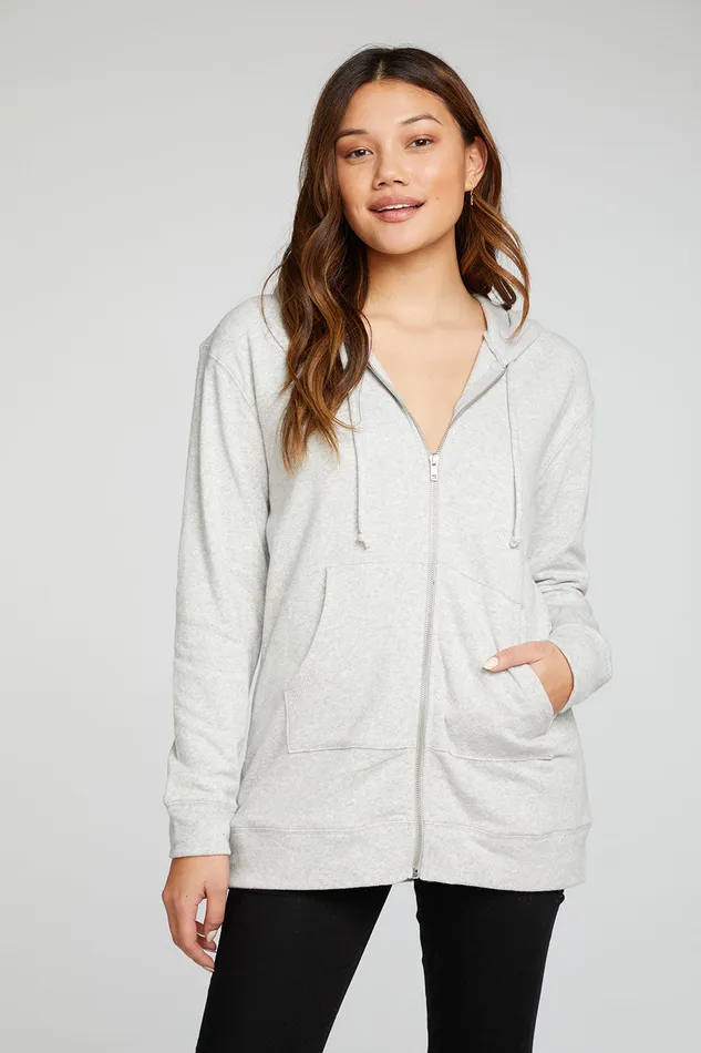 Outerwear Cotton Fleece Long Sleeve Zip Up Tunic Length Hoodie 8211 Chaser Brand Womens